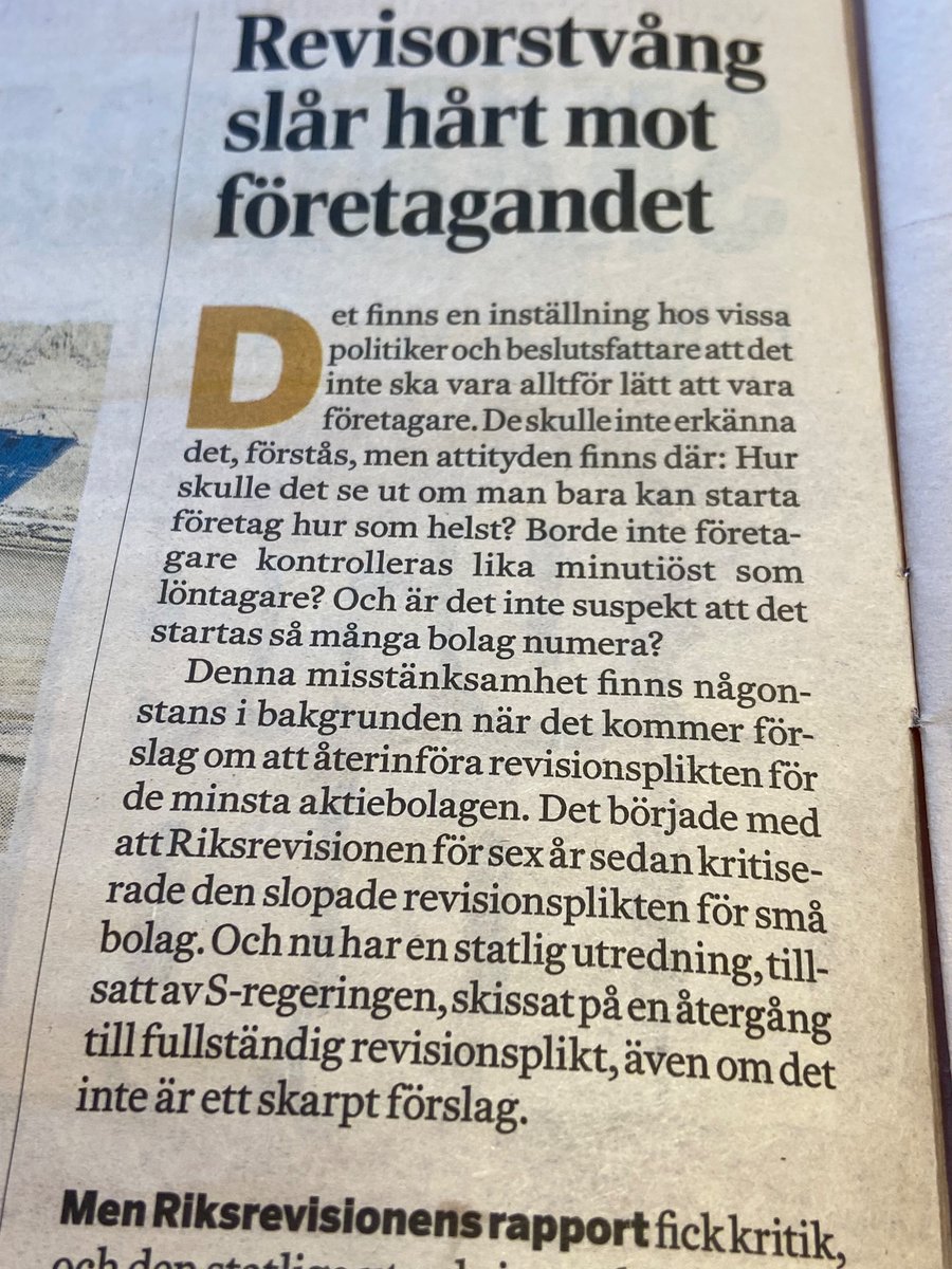 Märkligt hur @dagensindustri år efter år lyfter att #brott mot nom handel och välfärd behöver bekämpas mer effektivt - samtidigt som @Diledare nu avvisar verktyg som underlättar & #brottsbekämpande myndigheter vill se! Istället säger de nej till #revisionsplikt i mindre företag!