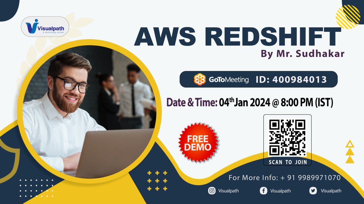 VisualpathPro's tweet photo. Join Now: https://t.co/Q0HUYC2YOB
Attend a Free Demo class on #AWSRedShift By Mr. Sudhakar
Demo on: 4th January, 2024 @ 8:00 PM (IST).
Contact us: +91-9989971070.
Join us on Telegram: https://t.co/cRwqpakaex
Join us on WhatsApp: https://t.co/JMldSc0o1C
Visit: https://t.co/qSOYA4D9Nm
#DemoClass #OnlineDemo #AWS #redshift #awsredshift #onlineclass #visualpathedu #AmazonRedshiftOnlineTraining #AmazonRedshiftTraining #education #softwaredevelopment #software #Visualpath #AmazonRedshiftCertificationOnlineTraining #Amazonredshiftcourse #Redshiftcourse #AmazonRedshiftTrainingcourse