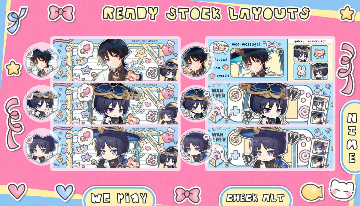 hiyyih_'s tweet photo. every repost will be very appreciated!

hai! nime punya ready stock layout genshin wanderer birthday art terbaru yg bisa ditake jam 19.00 wib hari ini dengan harga masing² tertera di ALT! mari jajann minnaa #zonauang https://t.co/BhiuWOJbWI