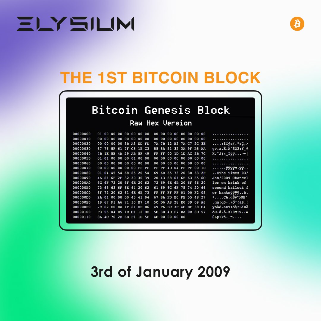 15 years ago, the first block of #Bitcoin, the “Genesis Block”, was mined. 🚀 
Since then, the history has begun to unfold! 💊
Happy birthday, Bitcoin 🎂
#elysiumlab #elysiumwallet