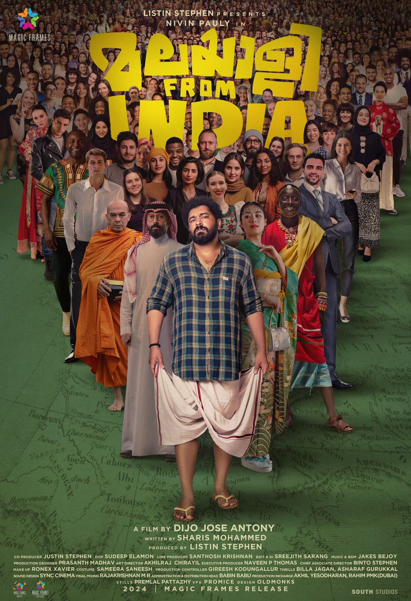 Here Is The First Look Poster Of Our Movie 'Malayalee From India' 🤩🤗
.
.  
#MalayaleeFromIndia #DijoJoseAntony #NivinPauly #SharisMohammed #DhyanSreenivasan #AnaswaraRajan #ListinStephen #MagicFrames #JakesBejoy