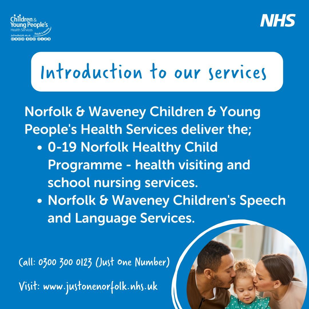 Norfolk & Waveney Children & Young People's Health Services provide a wide range of health support and services for children and young people. 

#HealthyChildServices #ChildrensHealthServices #NorfolkFamilies