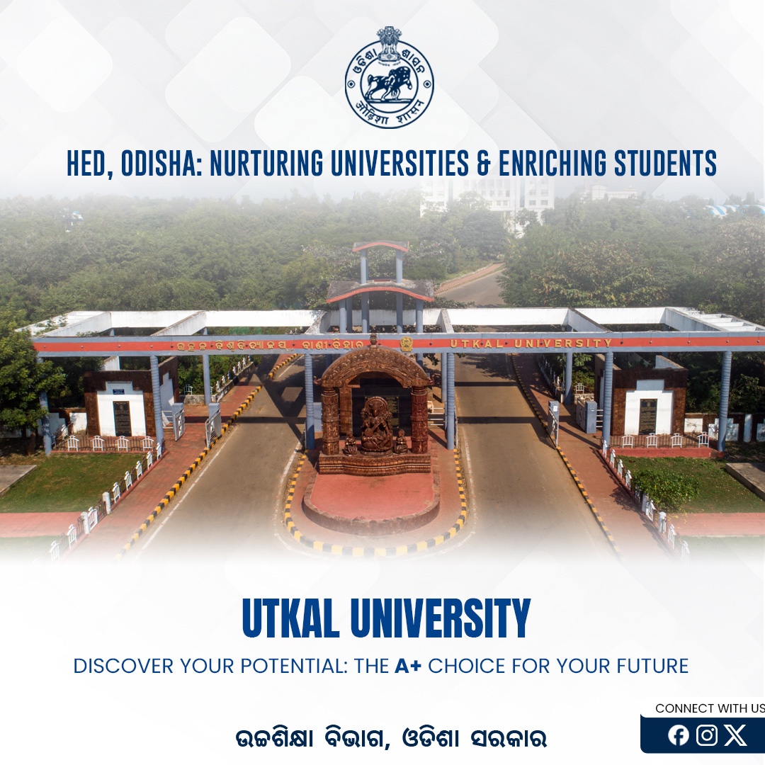 DHE_Odisha's tweet photo. Utkal University, the 1st University of Odisha, has long been synonymous with #academic brilliance. This commitment to quality #education was officially recognized when Utkal University proudly earned back an A+ grade from #NAAC. 

#CMO_Odisha @AtanuMLA @aravind_od_ias https://t.co/JXxjcwxAWE