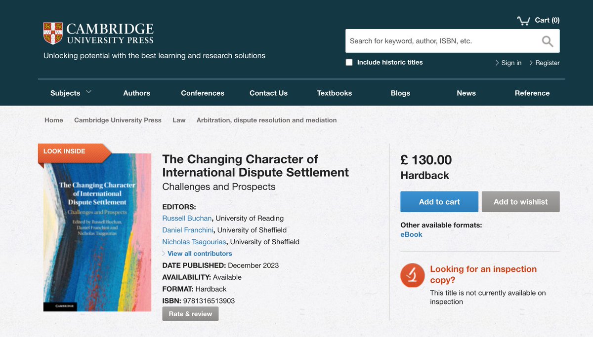 📣 Thrilled to announce the publication of 'The Changing Character of International Dispute Settlement: Challenges and Prospects', co-edited with <a href="/RussellBuchan/">Russell Buchan</a> &amp; Nicholas Tsagourias <a href="/lawsheffield/">School of Law, Sheffield</a> 📚🔗👇