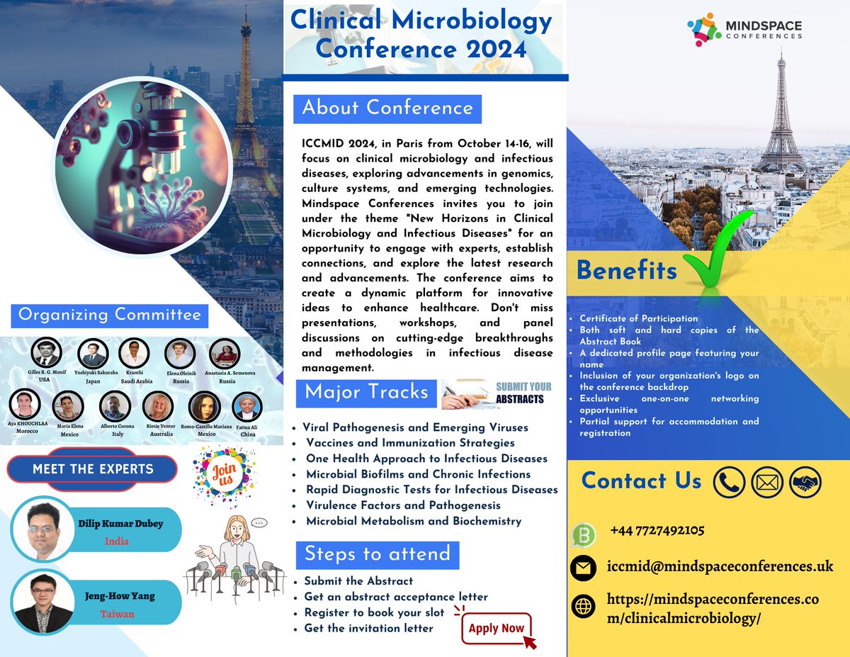 Clinicalmicro23's tweet photo. 🔬🌐International Conference on Clinical Microbiology and Infectious Diseases,  Paris, France, from October 14-16, 2024. 🦠🗼
🔗 w: https://t.co/H4eXInxcNH | 📱 WhatsApp: +44-7727-492105
#ClinicalMicrobiology #InfectiousDiseases #microbiologyconference 
@MindSpaceConf https://t.co/lsk06LL78F