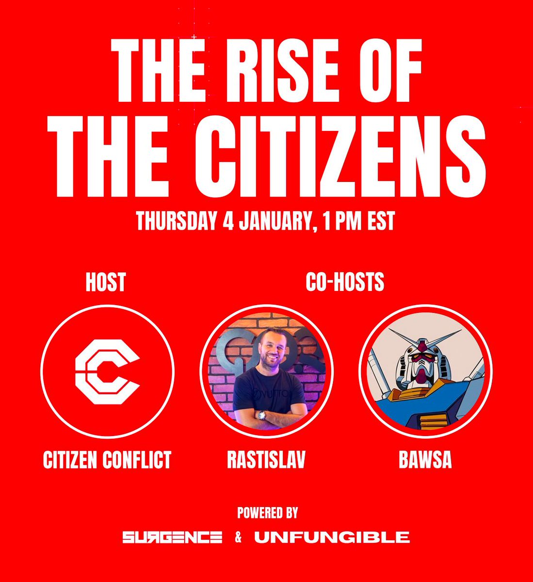 📡 Alert, Ether Islands: Gather in our Megaspaces!

Set Reminders: x.com/i/spaces/1ZkKz…

Citizen Conflict's Broadcast is your portal to privileged intel for ‘Citizen Zero'. Free Mint imminent. Meet the masterminds. 

ZERØ List spots on the line. Will you be a Selected Øne 🫵