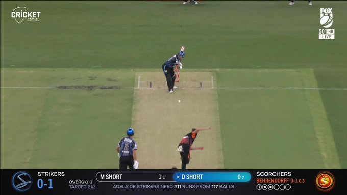 D'Arcy Short gets the Strikers underway! 📹 Credits: Twitter/BBL