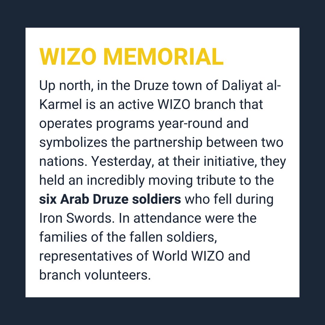 world_WIZO's tweet photo. In the north,  in an Arab Druze town called Daliyat al-Karmel, our WIZO branch held a heartbreaking and hope-filled memorial service for fallen Druze soldiers. https://t.co/6Kfg1NzbDf