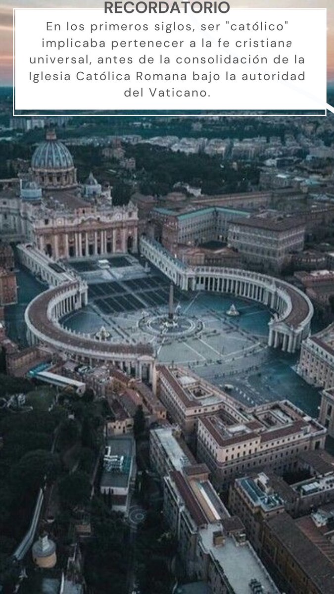 👀 En los primeros siglos, "católico" se vinculaba a la universalidad de la fe cristiana, no a la autoridad en Roma o el Vaticano. "Católico" viene del griego "katholikos" (universal).
#HistoriaCristiana