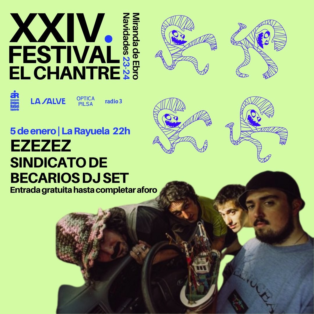 ebrovision's tweet photo. Este viernes 5 de enero es el turno de EZEZEZ y de Sindicato de Becarios DJ Set en la XXIV. edición del Festival El Chantre,  ¡los verdaderos reyes de la noche mirandesa!😉⁣

(Comenta con una 👑si te veremos por allí)
⁣⁣
🎟️Actuaciones GRATUITAS

#ElChantre #NavidadEnMiranda https://t.co/zo0LKmn4Kp