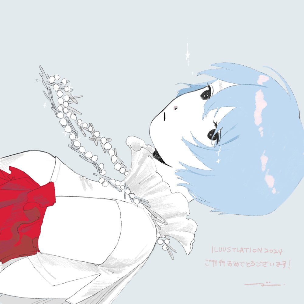 ayanami rei 1girl solo short hair blue hair simple background pale skin black eyes  illustration images