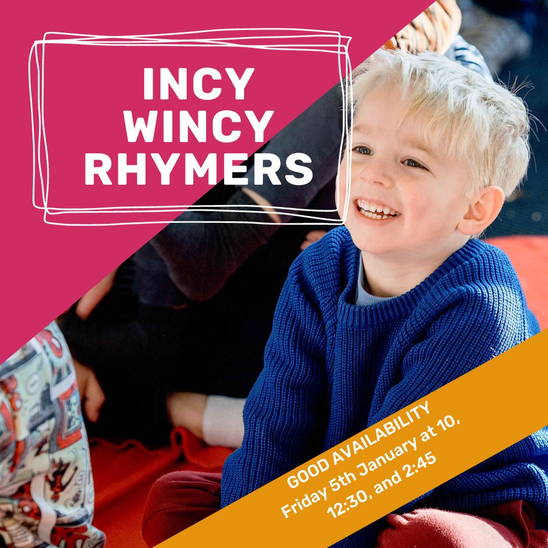 thestorybarn's tweet image. Our first Incy Wincy Rhymers sessions of 2024 commence this Friday!
Join us for free play, singing, reading, and maybe even a bubbly surprise...
Sessions run for 1 hour and 15 minutes and fall at 10, 12:30 and 2:45!
#freeplay #sharedreading #liverpoolmums