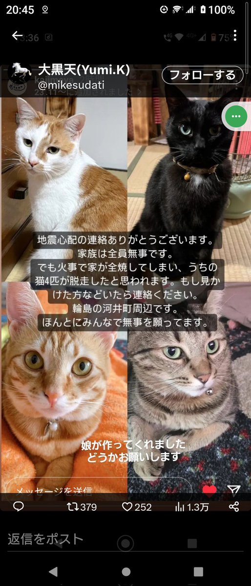 北陸震災迷子の情報をまとめて情報を頂ける方はいませんか？明日が大変です。こんな感じで。