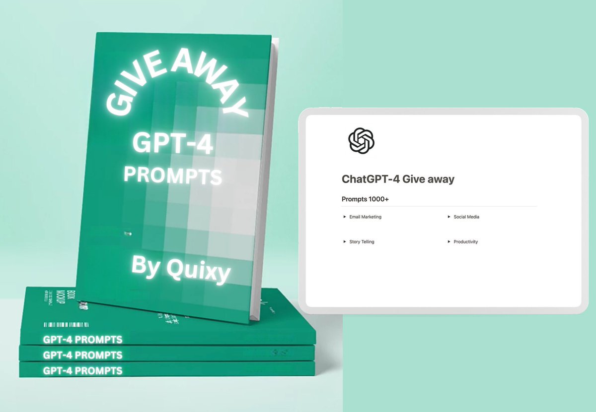 Prompts engineers make $250,000-$350,000 per year.   

That's why I built "1000+ GPT-4 prompts"  

-Email Marketing  
-Story Telling  
-Social Media 
-Productivity  

Worth $99, but FREE today!  

To get it, just: 
a. Follow me (So I can DM you) 
b. RT 
c. Reply"Prompts"
