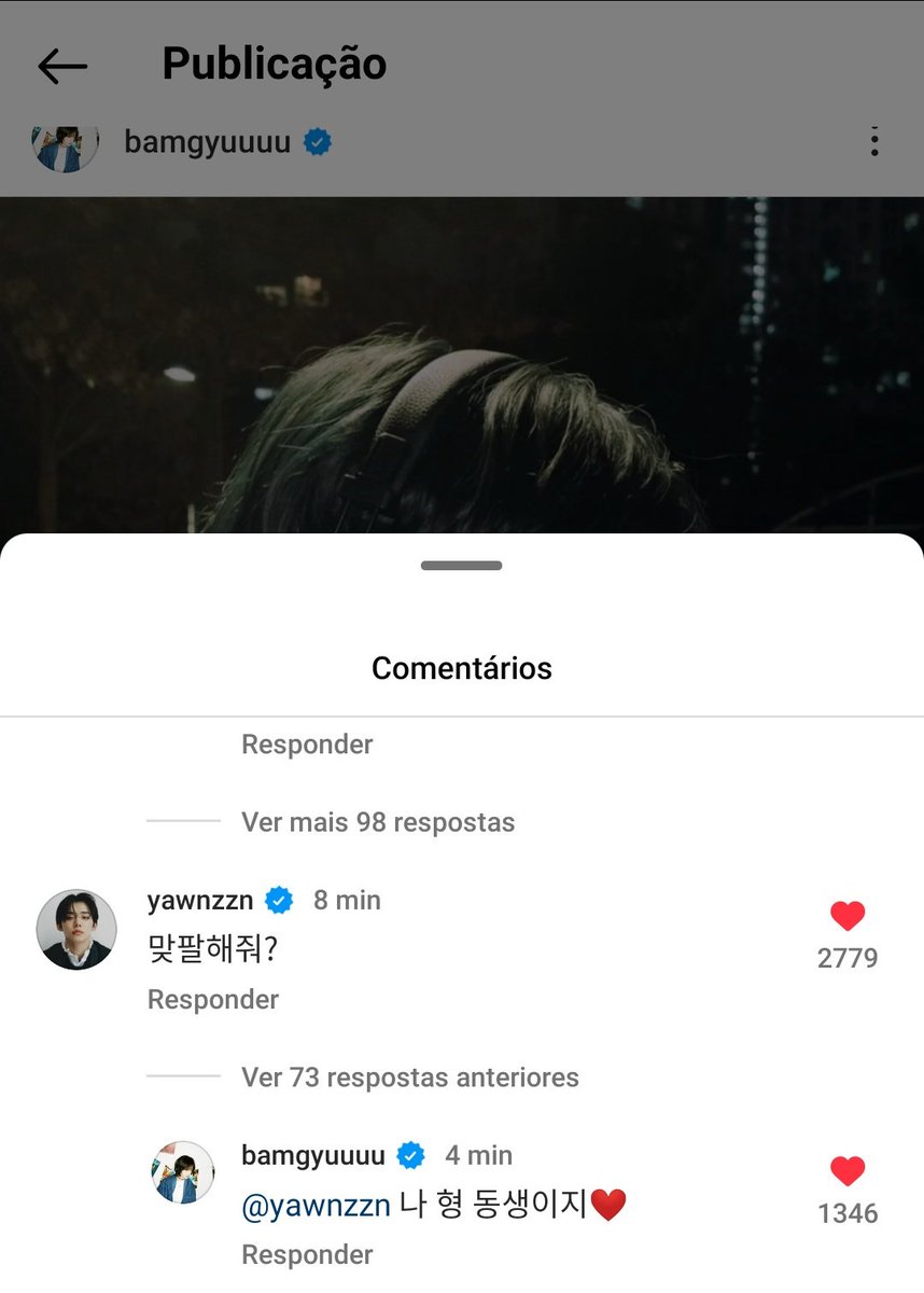 YAWNZZN E BAMGYUUUU! Yeonjun deixou comentários na primeira publicação de Beomgyu no Instagram, que abriu sua conta hoje. 

🦊: O que você é
🧸: Sim, por favor... 😥😍

🦊: Você quer que eu te siga?
🧸: Sou o irmão mais novo do hyung, certo ❤️

#YEONJUN #연준