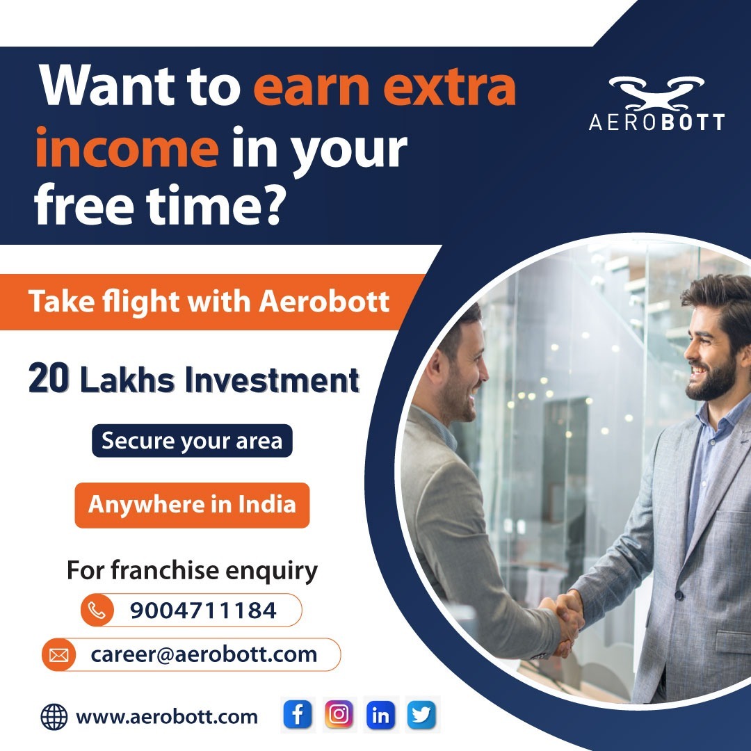 Unlock extra income in your free time!
Start your own #DronePilotTraining company with #Aerobott. We're inviting #franchisees to secure their area anywhere in #India

For franchise inquiries, call us at 9004711184 or share your resume on career@aerobott.com