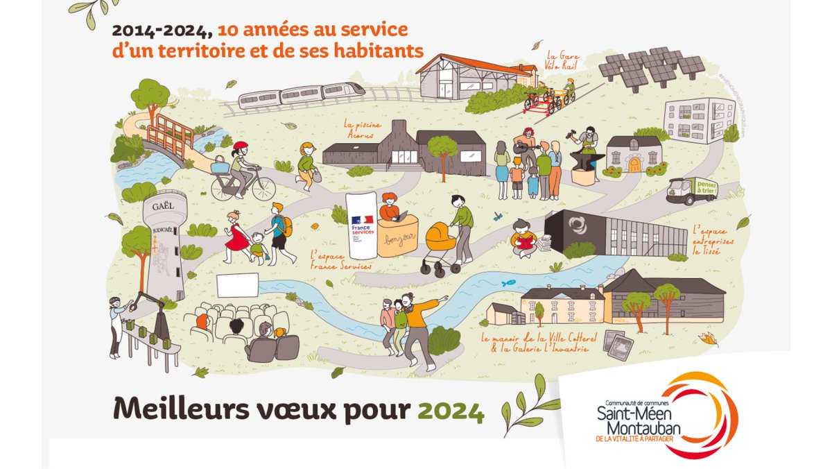 Philippe Chevrel, président de la <a href="/CC_StMeenMtb/">Communauté de communes Saint-Méen Montauban</a> 
les vice-présidents, le conseil communautaire et les agents vous souhaitent une très bonne année 2024.
2014 -2024, 10 années au service d'un territoire et de ses habitants.