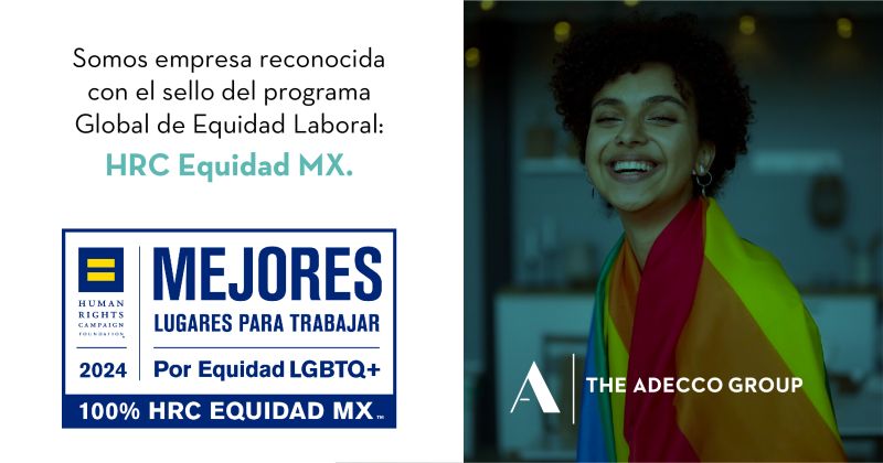 En The Adecco Group México sabemos que la diversidad ayuda a asegurar el éxito de una empresa. Por ello, participamos en la encuesta Equidad MX de @HumanRightsCampaign. Orgullosamente anunciamos que hemos sido reconocidos como uno de los “Mejores Lugares para Trabajar LGBTQ+…