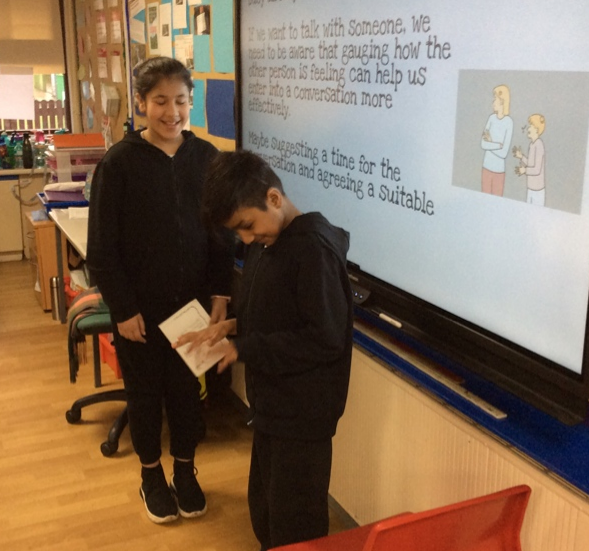 ECS_Keighley's tweet photo. Year 5 have been developing active listening skills in PHSCE today - lots of role play to help us understand what good listening looks like and why it's beneficial! #PHSCE #Drama #Listening #CommunicationIsKey https://t.co/5POcyau2Z0