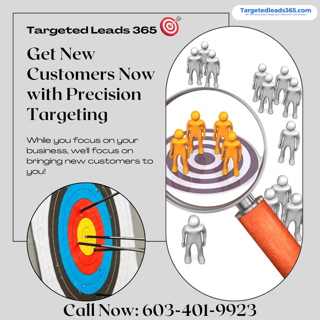 TLeads365's tweet photo. 🚀 Supercharge Your Business with Targeted Leads 365! 🌐✨

💡 Ready to skyrocket your success? Let our precision targeting bring YOU new customers, while you focus on what you do best – running your business! 💪🎯
📞 Call 603-401-9923 or email Rick@targetedleads365.com. https://t.co/1OvjLuTEqD