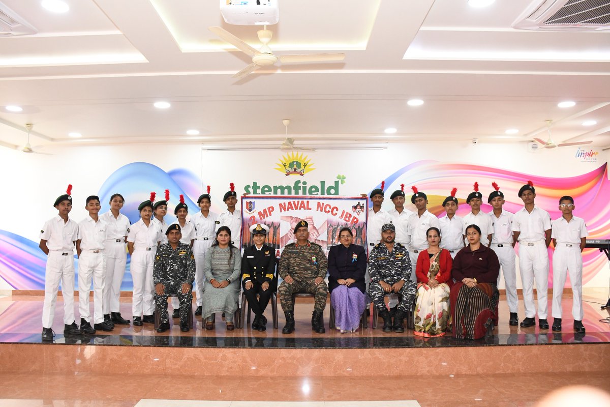 navalunit's tweet photo. Brig AG Barbare , Group Cdr , Jabalpur NCC Grp visited Stemfield International School today , interacted and motivated Naval NCC Cadets, shared his experiences and life lessons . https://t.co/VxOCFKADK5