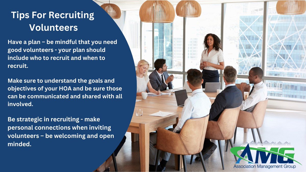 As the New Year begins, your HOA may want to begin recruiting new volunteers and board members.
Provided below are 3 important tips for recruiting volunteers.
#HOA #HOAVolunteers #HOAManagement #HOASolutions #CondoManagement