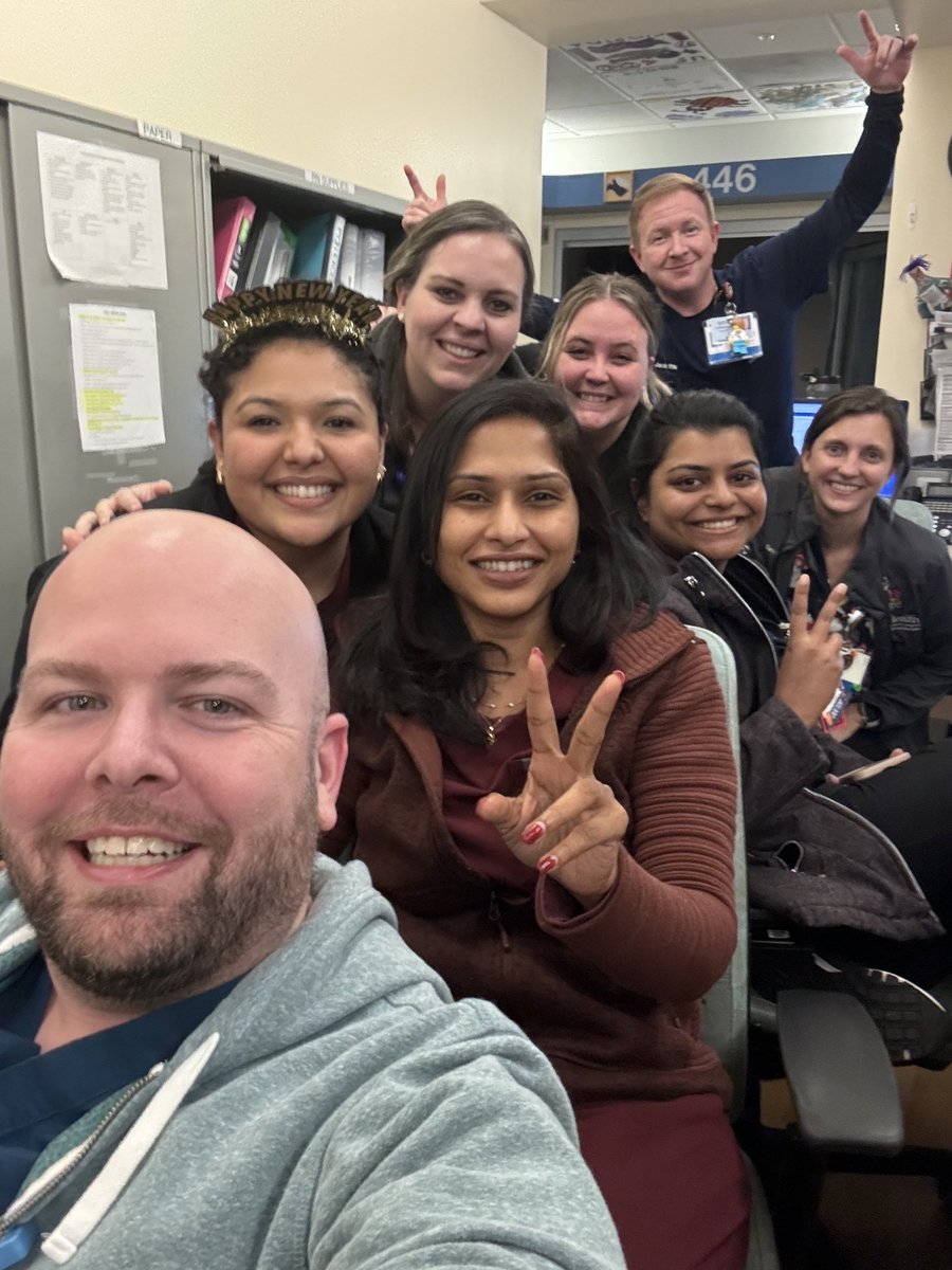 Happy 2024 from our NYE night crew and all of our #PedsICU family here in Florida! 🎉