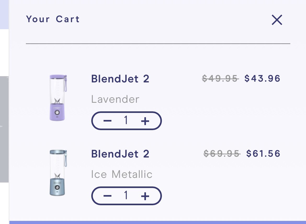 RayahRaye's tweet image. The price of what I paid for vs what they will deliver as a replacement from THEIR safety recall. I ordered the ice metallic blender for the cool color but the only options you offer me for the recall are standard colors that cost considerably less Ripoff! Shame on you @BlendJet