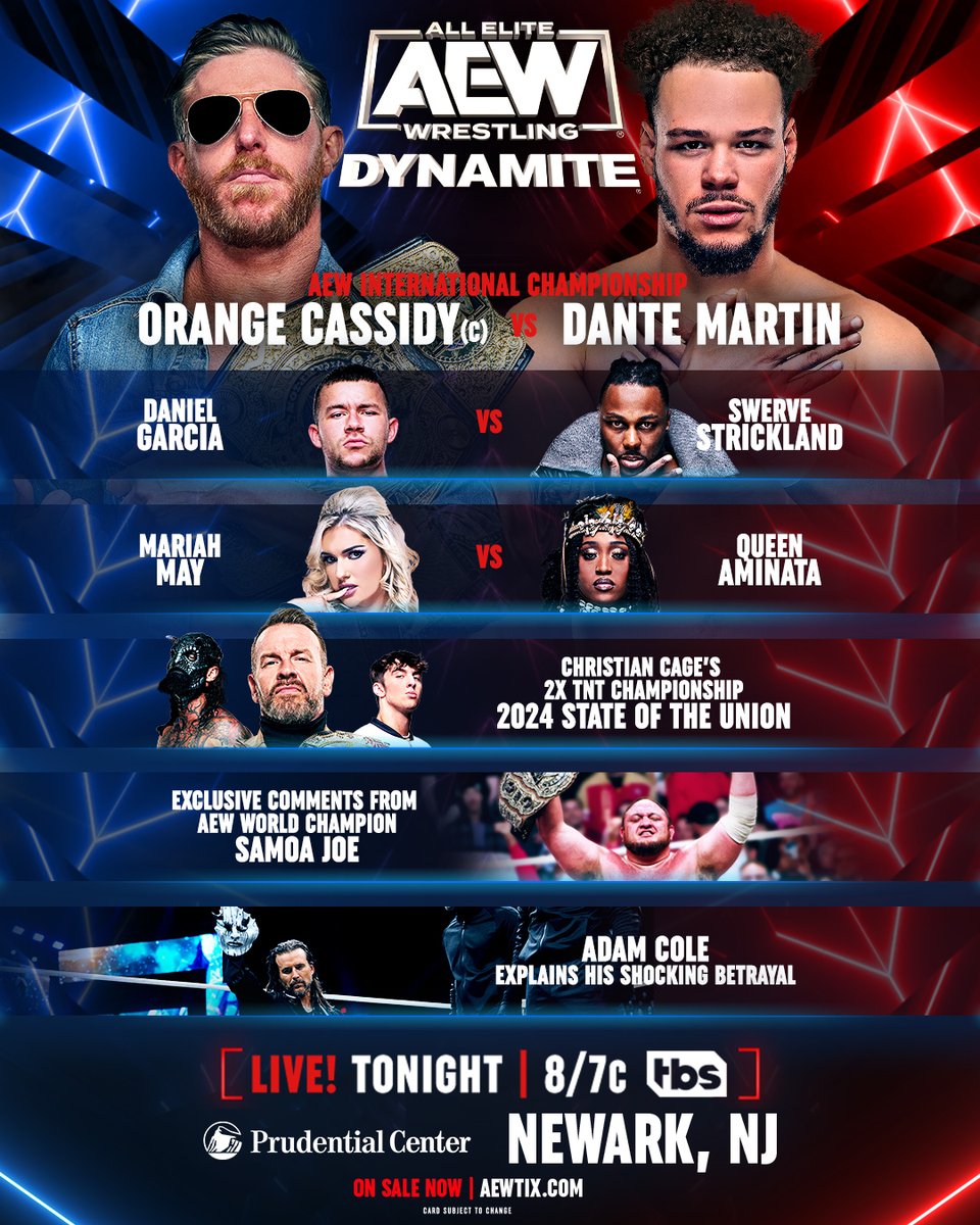 AEW's tweet image. TONIGHT!
Don't miss the fallout from #AEWWorldsEnd on Wednesday Night #AEWDynamite LIVE at 8pm ET/7pm CT on @TBSNetwork!