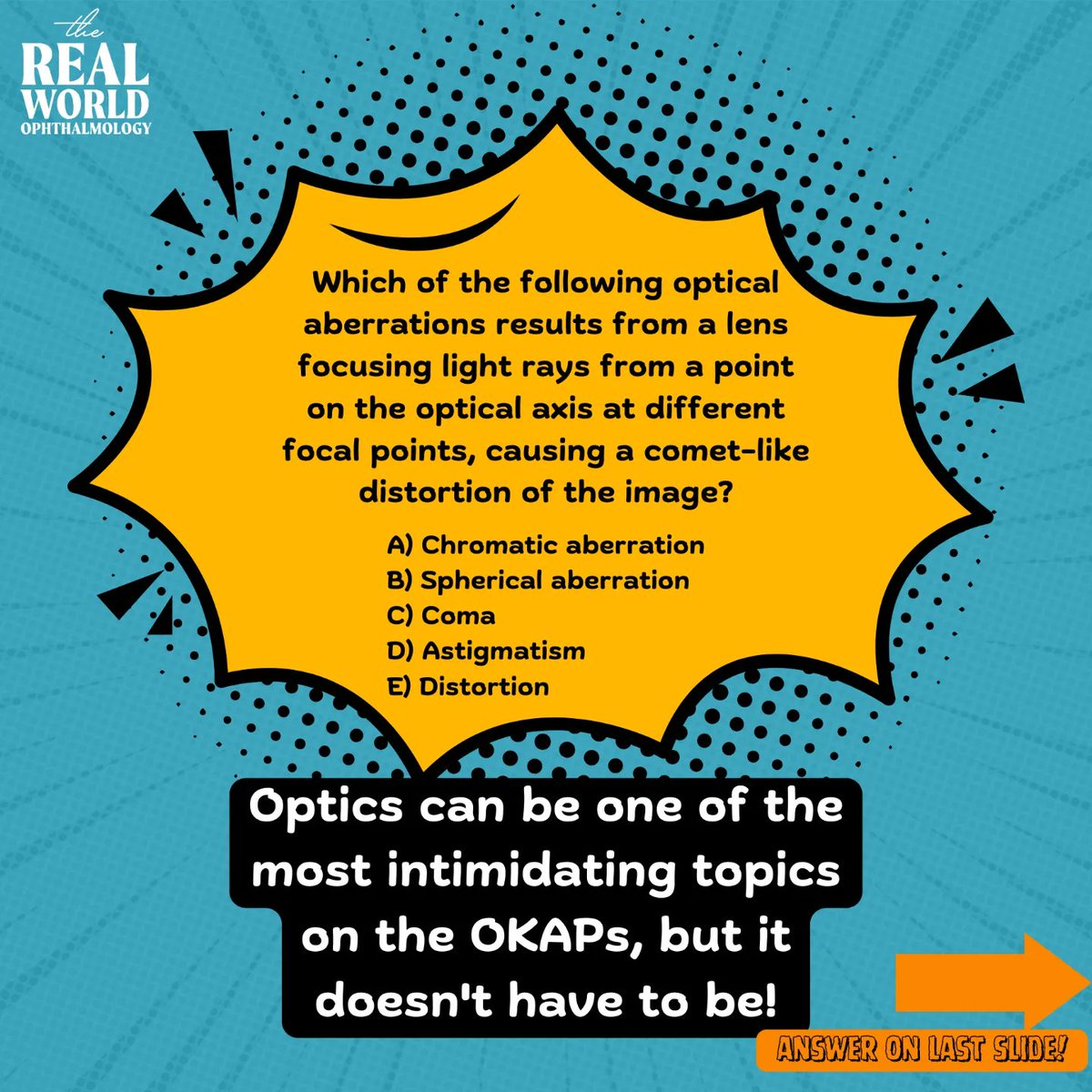 RealWorldOphth's tweet photo. 🔍Did you know that #AAO has OKAP review lectures and presentations?
📝 Check out the link for high-yield review content and self-test quizzes to sharpen your optics skills!
https://t.co/sr18MQQObk
#OphthoTwitter #MedTwitter #Ophthalmology #OKAPs https://t.co/SMqI9S1jZH