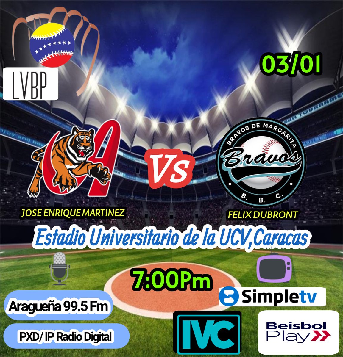⚾#LVBP Así será la 2da Jornada de la Semifinal repite <a href="/CardenalesDice/">Cardenales de Lara</a> vs @tiburones_net y se estrena <a href="/labarrabrava/">Bravos de Margarita</a> recibiendo a <a href="/TigresOficiales/">Tigres de Aragua</a> que busca su 1ra victoria en este #RoundRobin <a href="/jseoud/">Jorge L. Seoud H.</a> <a href="/Fryddmar/">Fryddmar Alvarez</a> comienza la "máquina de guerra"su andar.