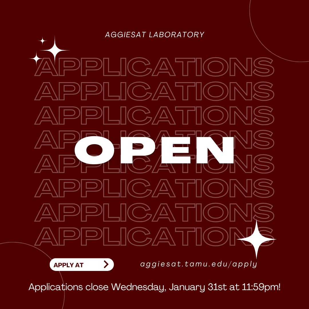 aggiesat's tweet photo. Howdy! Our Outreach team is expanding. We are looking for a Merchandise Lead and a Graphics Lead. Additionally, if you are a freshman or sophomore, applications for Shadow Corp are open! You can find more information about the roles and apply at https://t.co/InWm7b3e0o! https://t.co/vDoPzRr9Jd