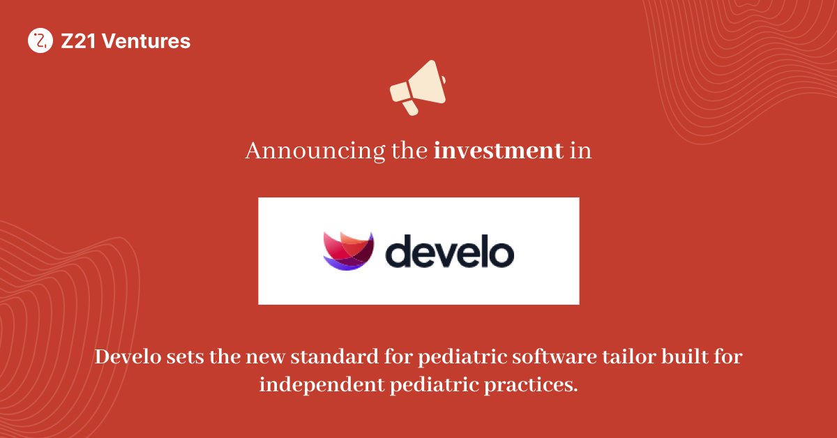 Z21Ventures's tweet photo. Announcing our investment in Develo, the modern operating system for pediatrics. https://t.co/CERtuAmY8X

Develo sets the new standard for pediatric software tailor built for independent pediatric practices. 

#HealthcareInnovation #Pediatricians #Pediatrics #PediatricEMR https://t.co/TZJ8m703vw