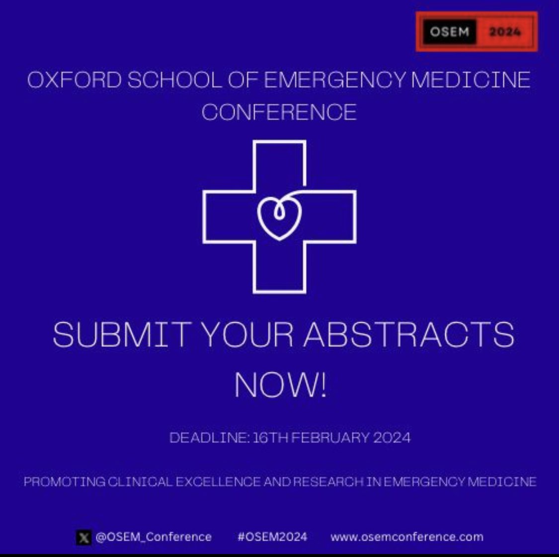 Emergency Medicine Enthusiast Unite! 🚑 #OSEM2024 is your platform to showcase groundbreaking research, interesting cases/case report and advances in Emergency Medicine.Hurry, the abstract submission deadline is 16/02/2024. #EmergencyMedicine