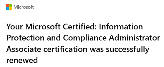 SasaKranjac's tweet image. Renewal time! Some more certifications to renew, but still 50% in the holiday mood :-)
#MCTBuzz #Microosft #InformationProtection #Security #Compliance @MicrosoftLearn