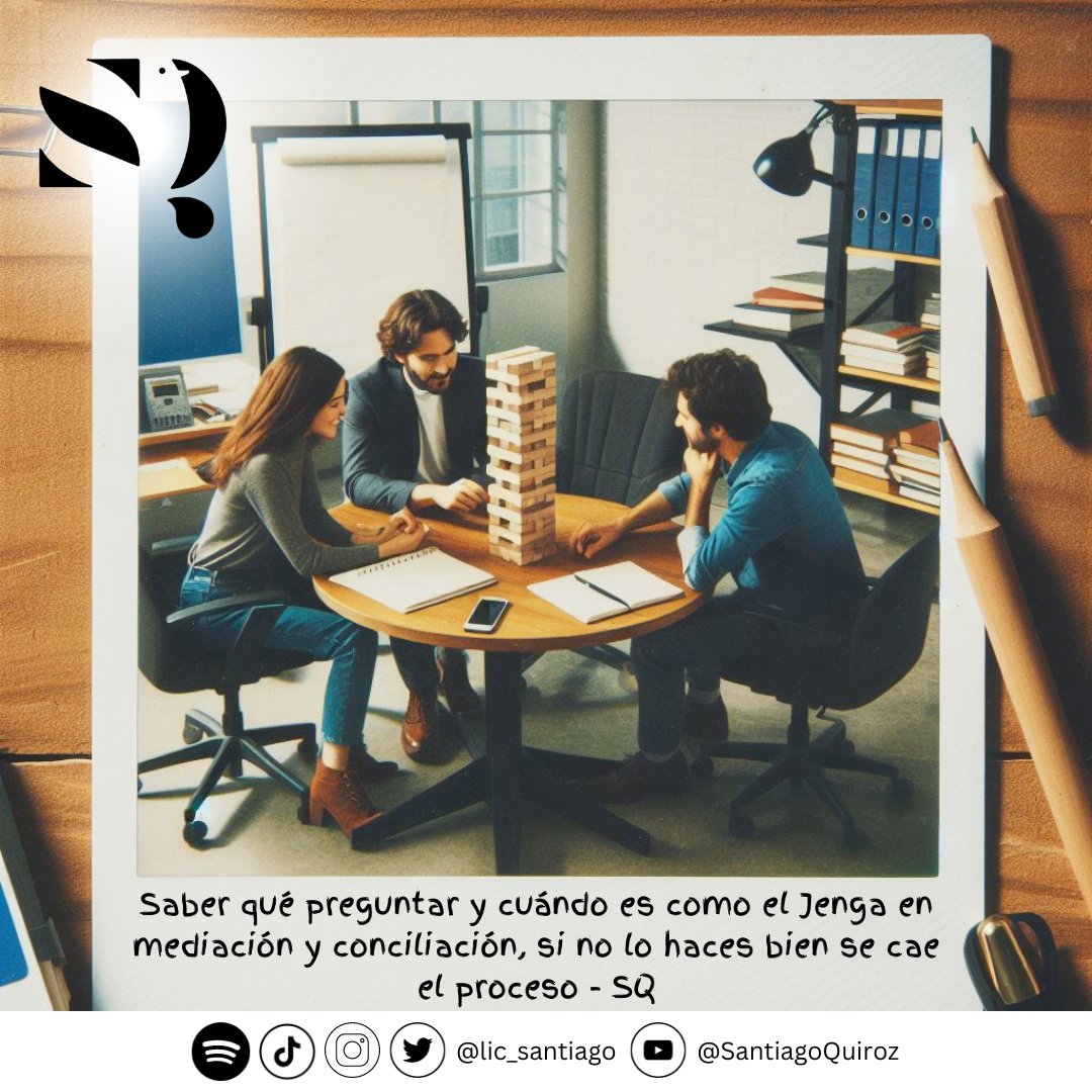 lic_santiago's tweet photo. "Saber qué preguntar y cuándo es como el Jenga en #mediación y #conciliación, si no lo haces bien se te cae el proceso" ¡Buen miércoles! https://t.co/sOdRSDlOK2