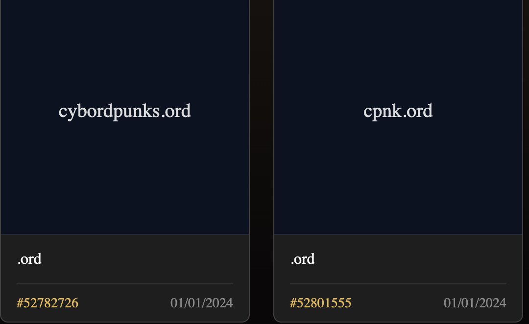 This two ord.names is my contribution for This huge project. Cybordpunks are ensured to be there for the long long term. At least these two names are now Secured and dedicated to them. 

<a href="/punktoshi1/">punktoshi</a> <a href="/CyberPunk69_/">CyberPunk</a> @CybordPunks #CPNK