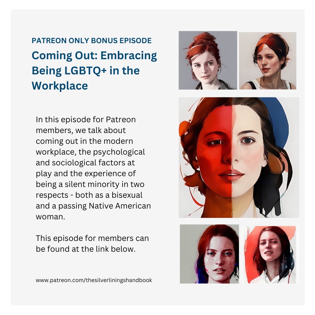 SilverLiningsHB's tweet image. In this Patreon Only bonus episode, we discuss with our guest coming out in the modern workplace, the psychological and sociological factors at play and the experience of being a silent minority, both as a passing Native American and a bisexual.
bit.ly/41GHXDD
