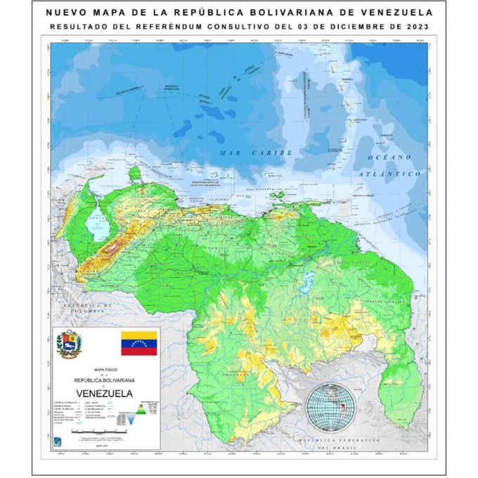 Este es el mapa de la República Bolivariana de Venezuela, reafirmado por el pueblo venezolano que defiende su soberanía y sus derechos territoriales. #VenezuelaIndetenible