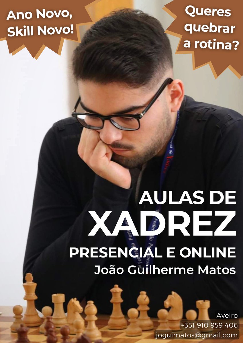E que tal um novo hobbie? 👀 Ofereço a 1ª aula individual de #xadrez ♟️
Mais informações, DM ✉️