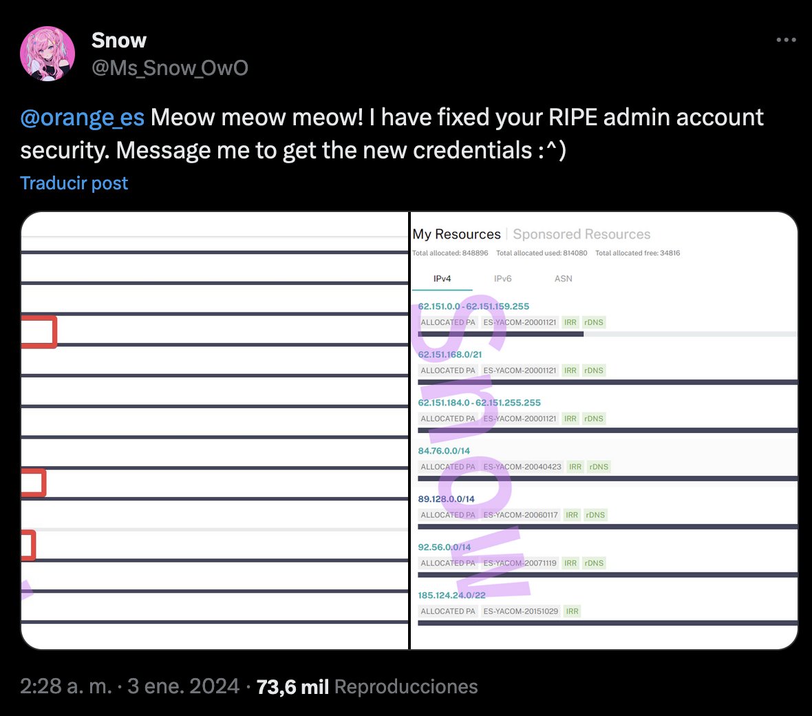 En ese momento alguien encontró el twit de la discordia:
x.com/Ms_Snow_OwO/st…

Pongo captura: