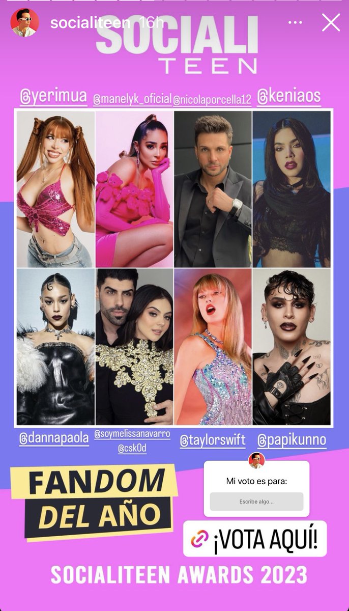 EriNicol_'s tweet photo. Todos usamos IG entonces vamos a votar!! Yo ya fui y tú???
Nicola Porcella
Revelación digital del año
#socialiteen
Nicola Porcella
Fandom del año
#socialiteen https://t.co/cfl76jwM2t