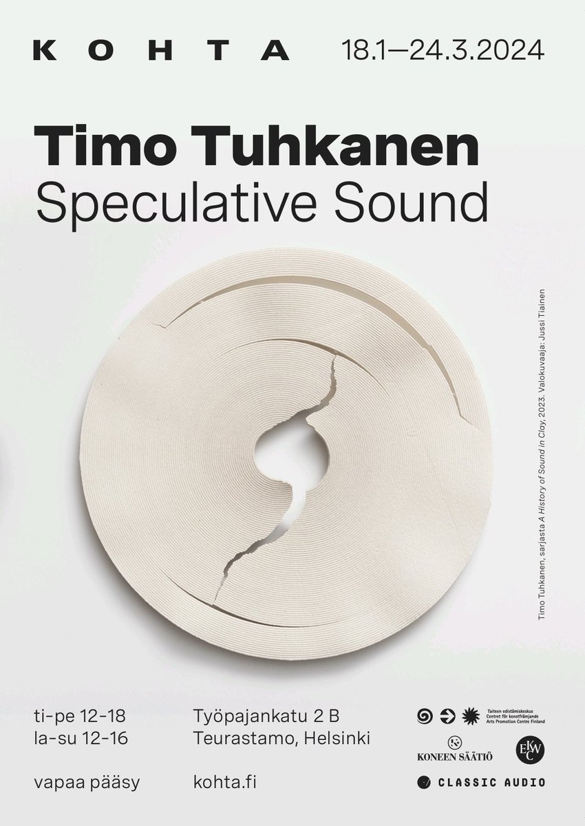 I am extremely happy to invite everyone to my upcoming exhibition 'Speculative Sound' at Kohta Kunsthalle. The exhibition is curated by <a href="/AndersKreuger/">Anders Kreuger</a> and the work was peoduced at EKWC. Thank you EKWC, <a href="/taiketweet/">Taike</a>, <a href="/KoneenSaatio/">Koneen Säätiö</a>, and Kohta your support of the work and exhibition!