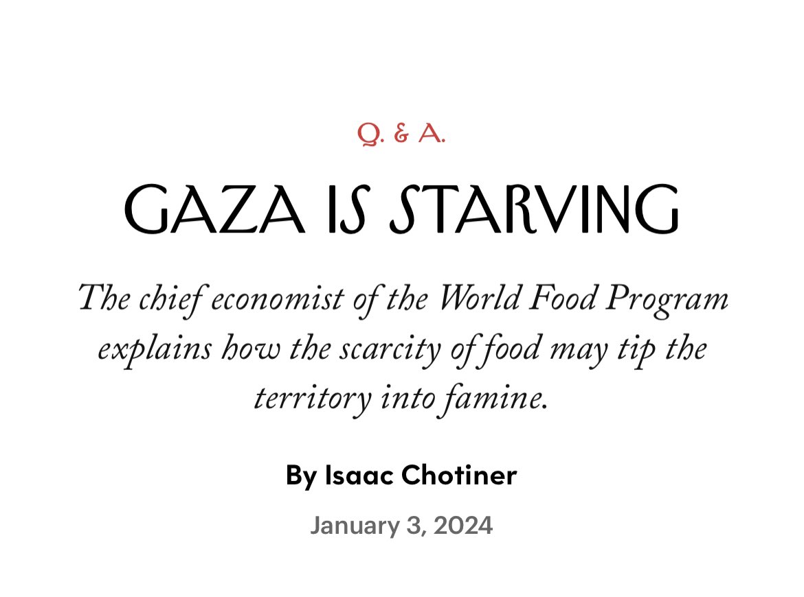 New Interview: I talked to Arif Husain, the chief economist of the World Food Programme, about the food crisis in Gaza, why it may get worse, and what it means for Gaza’s children. newyorker.com/news/q-and-a/g…