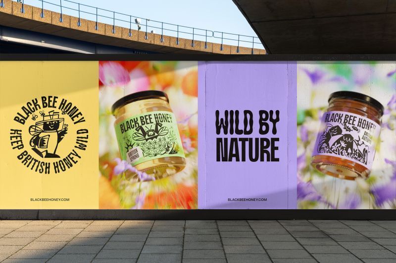 KayandPartners's tweet photo. OMSE's new Black Bee Honey identity, inspired by bumblebee flight, features a unique typeface and seasonal illustrations. It's a creative year-end update for a British honey brand committed to "freeing the bee."  https://t.co/dLauv5Plhj https://t.co/QBL1k7Zvk4