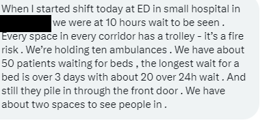ShaunLintern's tweet photo. 🚨 For every declared critical incident and every leaked one there is another NHS trust in the situation below who have still not made any declaration or alerted the public. Full disc - I know who this is from and which trust: https://t.co/is5YorueBv
