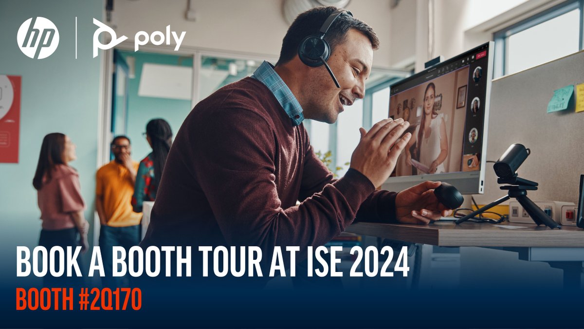 PolyCompany's tweet image. Want to get an in depth look at our #HybridWork solutions and learn about the future of HP Poly? Book a #BoothTour with us at #ISE2024. 🤝 

Slots are now open, book your time to meet with us today! 👉 bit.ly/3vcfHfG