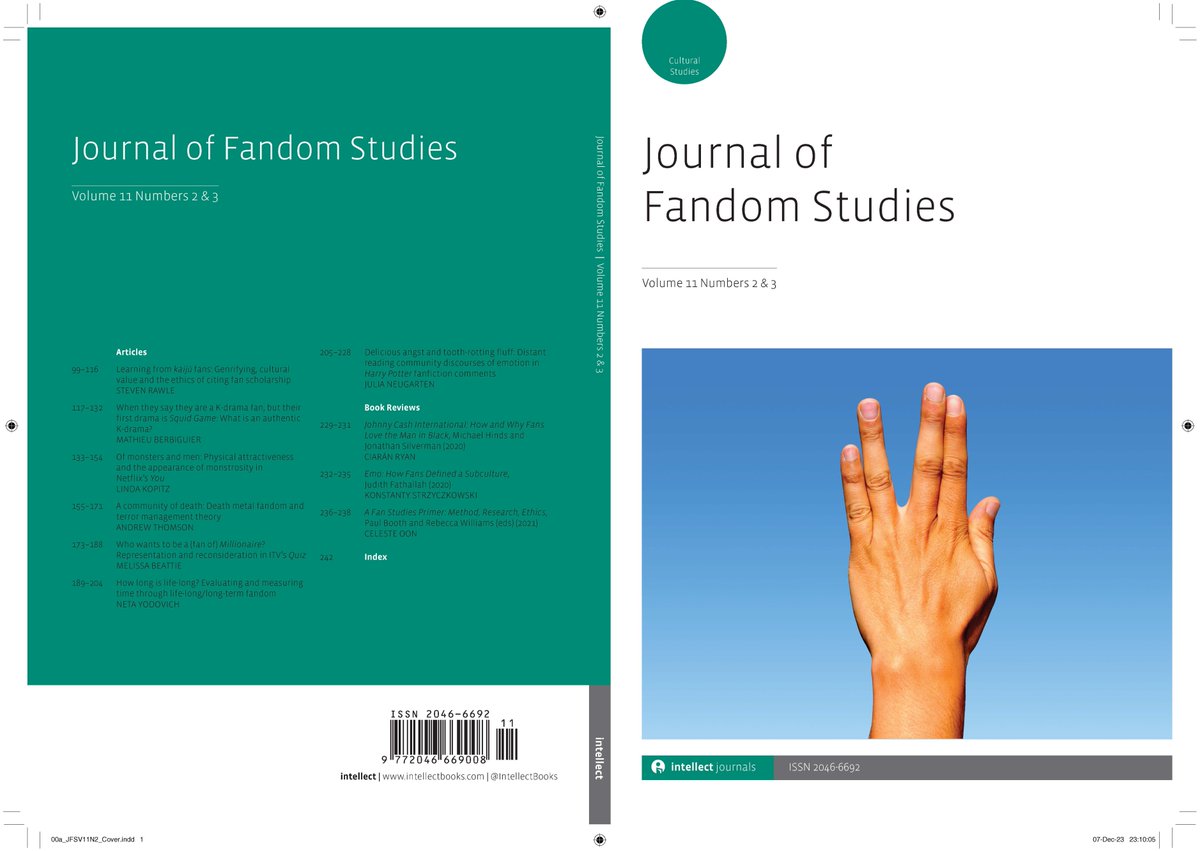 IntellectBooks's tweet photo. Journal of #FandomStudies 11.2-3 is out now!
Including โOf monsters and men: Physical attractiveness and the appearance of monstrosity in Netflixโs Youโ by Linda Kopitz
@FanStudies @pcaaca
https://t.co/K6VuPt5w89 https://t.co/0PeqV0Sbbx