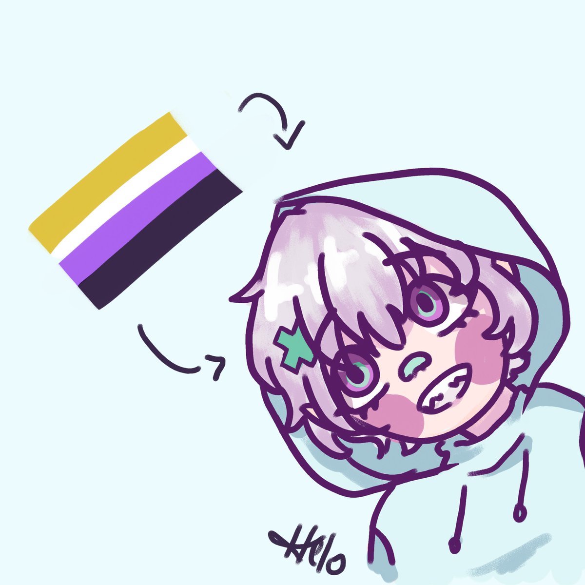 Heeloloi's tweet photo. Feliz mês da visibilidade trans🩵🩷🤍 a todos os seres trans não binarios e não binarios que nem eu! 
ata que vou passar esse mês em branco sem lembrar todo mundo que essa coisinha aqui é não binario 👻💛🤍💜🖤 https://t.co/PMhA9vLTHJ