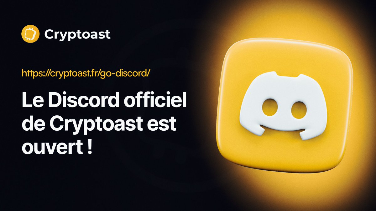 CryptoastMedia's tweet photo. 📢 Envie de rejoindre une communauté de passionnés pour ne pas louper le prochain bull run ?

Cryptoast vous ouvre les portes de son serveur Discord public, où vous pourrez discuter avec des membres de l'équipe, proposer des questions pour les prochains podcasts et apporter votre pierre à l'édifice en aidant à démocratiser la crypto auprès des nouveaux arrivants 🤝

🟡 Mais vous pourrez aussi y retrouver :

- Des conseils gratuits de l'équipe Cryptoast et de la communauté ;
- L'actualité crypto ;
- Des vidéos d'actualité et d'analyse ;
- Des articles éducatifs ;
- Un espace de discussion généraliste ;
- Des salons de discussions dédiés aux projets du moment ;
- Et des canaux dédiés aux nouveautés de Cryptoast !

Rejoignez-nous dès maintenant 👇

https://t.co/NaJw1nFJM3
